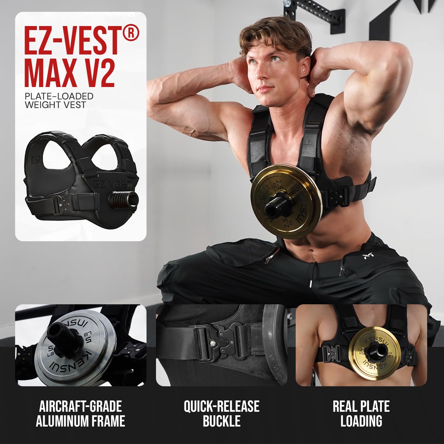 Amazon.co.jp: Kensui EZ-VEST V2 MAX - プレートロード式調節可能な
